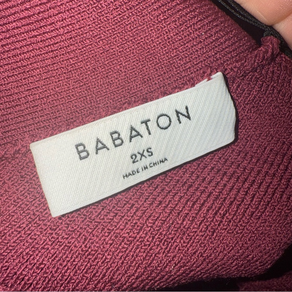BABATON ARITZIA Criss Cross Ribbed Sculpt Knit Maroon Purple Tank Top XXS - Picture 3 of 3